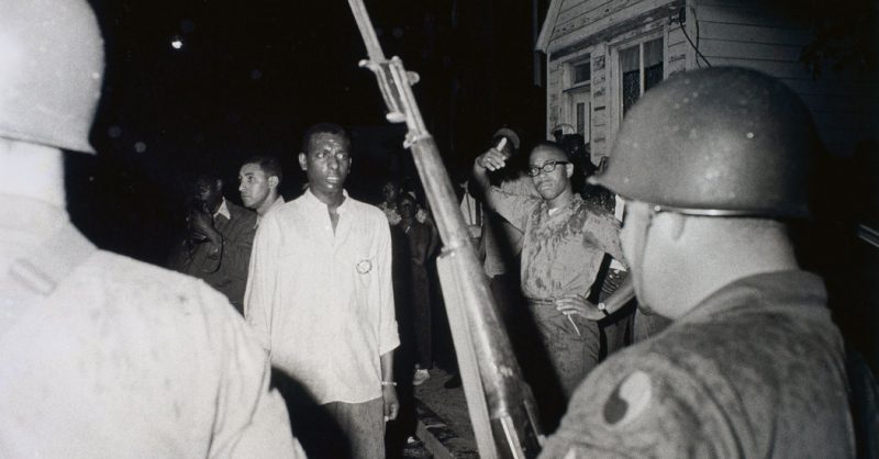 Stokely Carmichael, Confrontation with National Guard, Cambridge, Maryland, 1964. Gelatin silver print Image 16.5 x 22.2 cm (6 1/2 x 8 3/4 in.); sheet 20.3 x 25.4 cm (8 x 10 in.) Collection of the High Museum of Art, Atlanta;