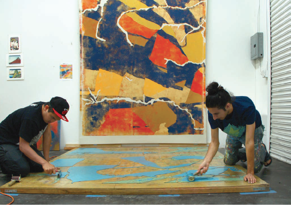 Process photograph taken at Kour Pour’s studio in Inglewood, California, 2015. Courtesy of the artist.