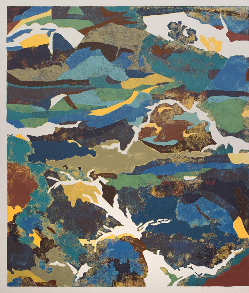 California Roll, 2015. Block printing ink on canvas, 87.5 x 71.5 inches. Courtesy of the artist.