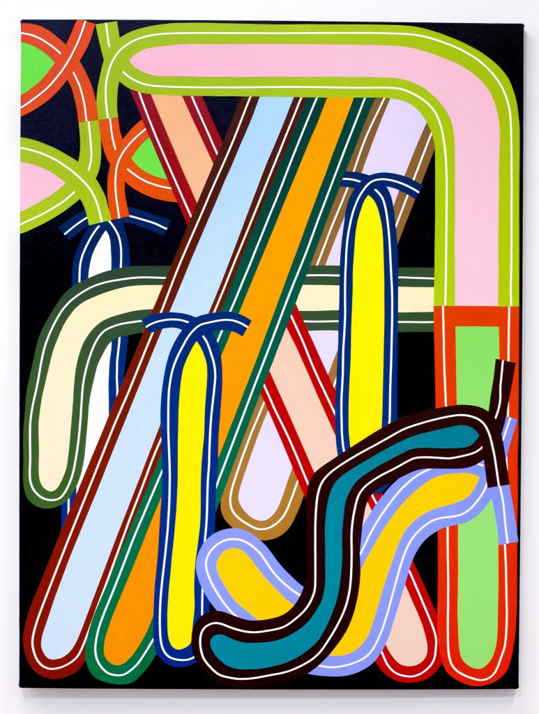 Eric Shaw Deflated Loop Config, 2016. Acrylic on canvas. 48 x 36 inches.