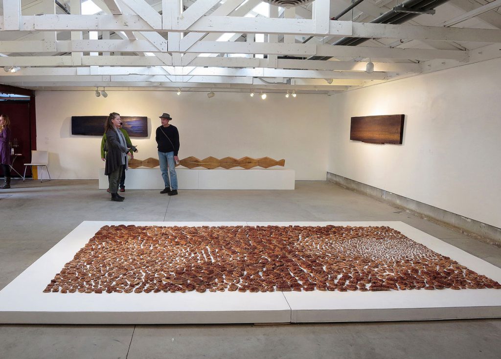 Becky Evans, Dry Lake - Prayer Rug for Climate Change, 2013. Fired lake mud.