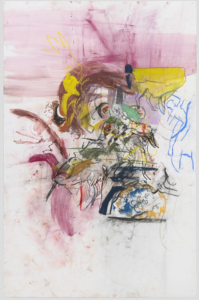 Cecily Brown, Untitled (After Bosch and Boldini), 2015. Watercolor and pastel on paper, 79 x 51 1/2 inches.